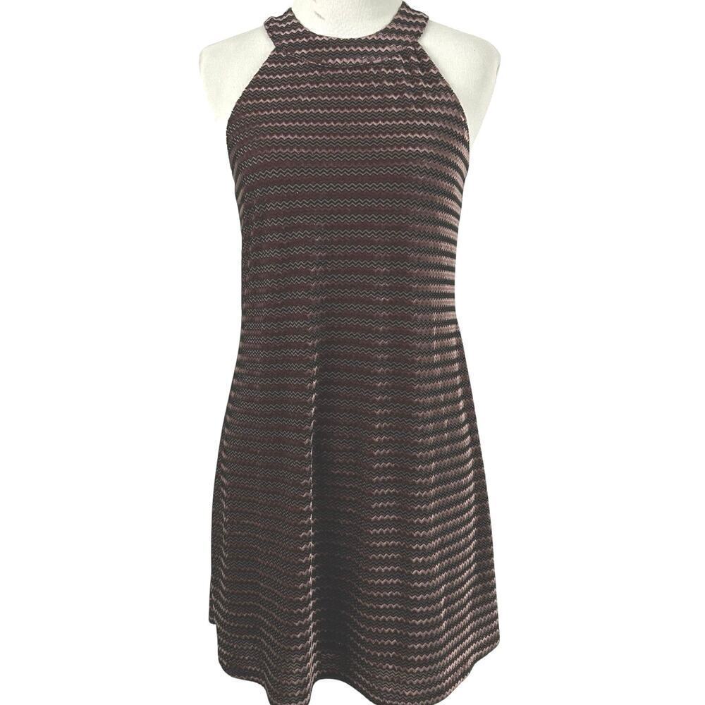 Candies Y2K Velour Chevron Mini Dress Brown Grunge Indie Sleaze Size XS